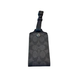 Coach Luggage Tag In Signature Canvas signature canvas/Gunmetal/Charcoal